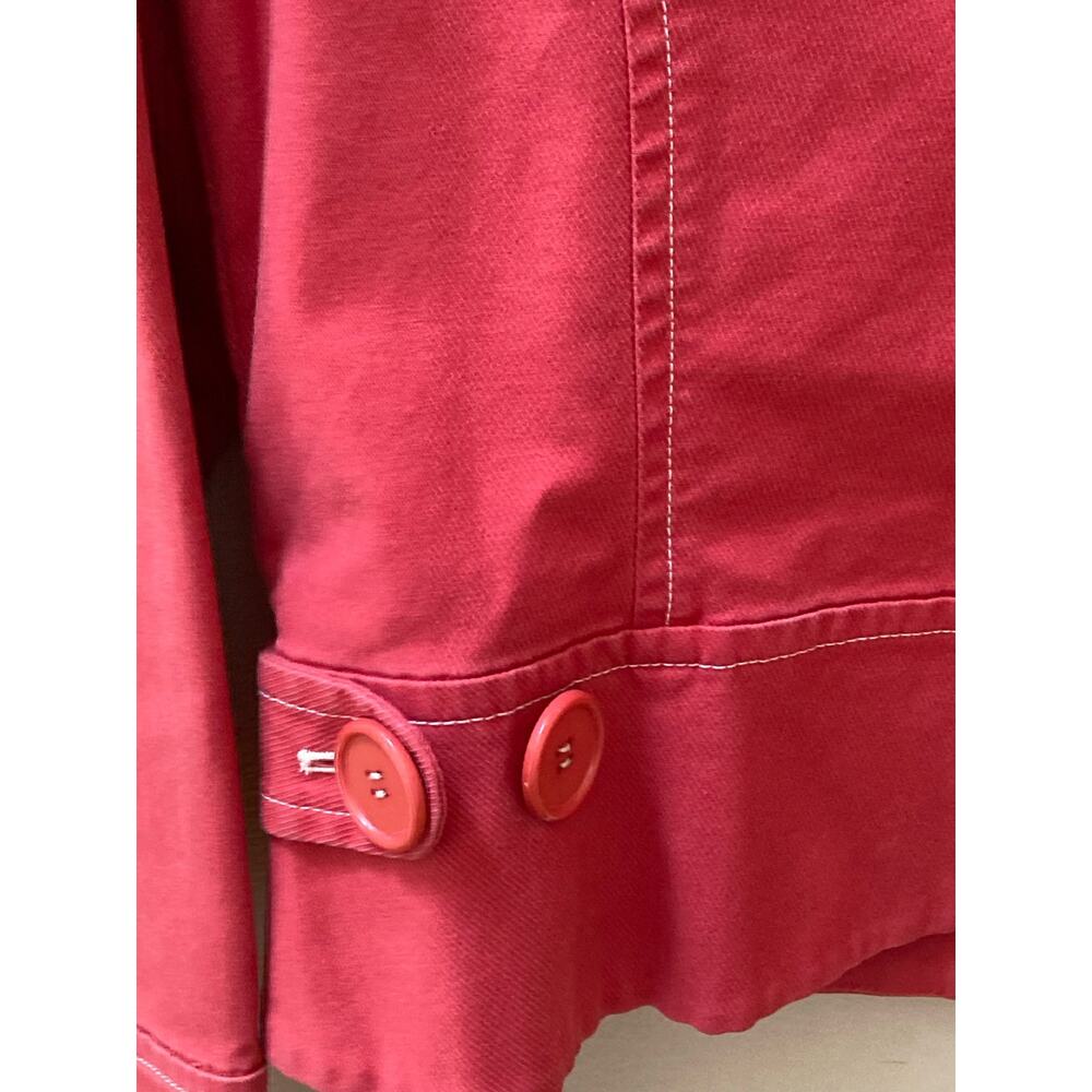 Anthropologie Sitwell ~ Moto Jean Jacket Bright Redish Pink Buttons ~ Sz 10 - Picture 6 of 9